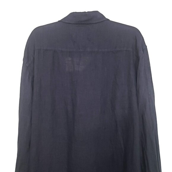 NEW Athoa Athens Shirt Mens Size Medium Linen Night Blue Long Sleeve Button Up - Picture 10 of 12